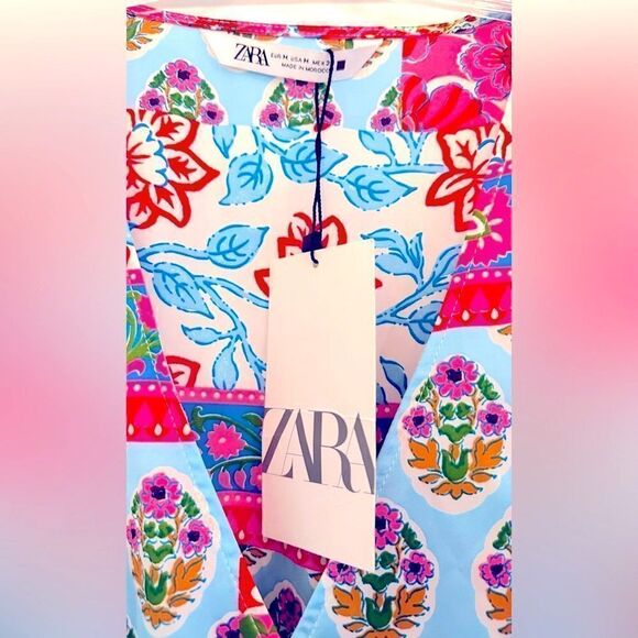 ZARA SATIN PATCHWORK PRINT DRESS - Picture 5 of 11